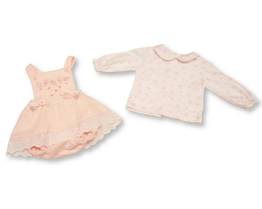 Baby Girls 2 pcs Spanish Dress Set with Lace and Bows - Leaves and Hearts (PK6) (NB-6m) BIS-2020-2702