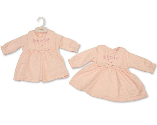 Baby Girls Dress with Bib Front - Leaves and Hearts (PK6) (NB-6m) BIS-2020-2703