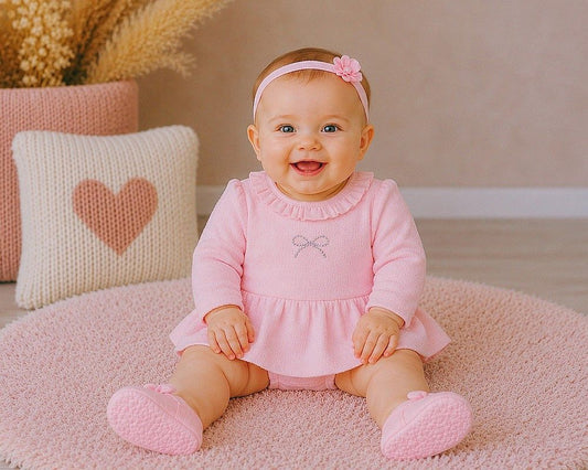 Baby Girls Dress with Panties and Diamante Applique (NB-6m) (PK6) - BIS-2020-2710