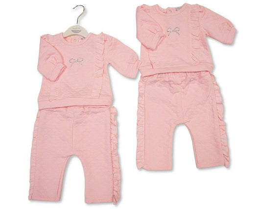 Baby Girls 2 pcs Set with Diamante Applique (NB-6m) (PK6) - BIS-2020-2711