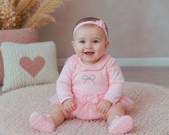 Baby Girls 2 pcs Skirt Set with Diamante Applique and Bow (NB-6m) (PK6) - BIS-2020-2712