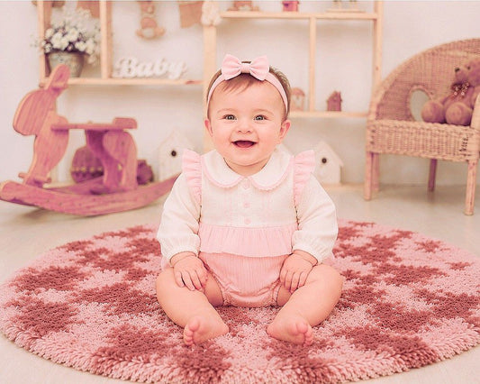 Baby Girls Short Romper with Lace Applique (NB-6m) (PK6) - BIS-2020-2715