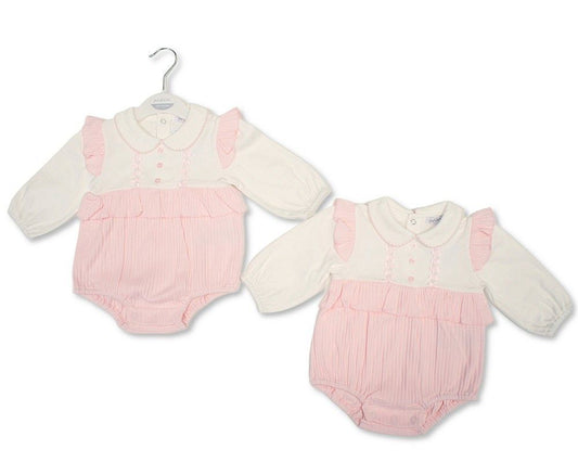 Baby Girls Short Romper with Lace Applique (NB-6m) (PK6) - BIS-2020-2715