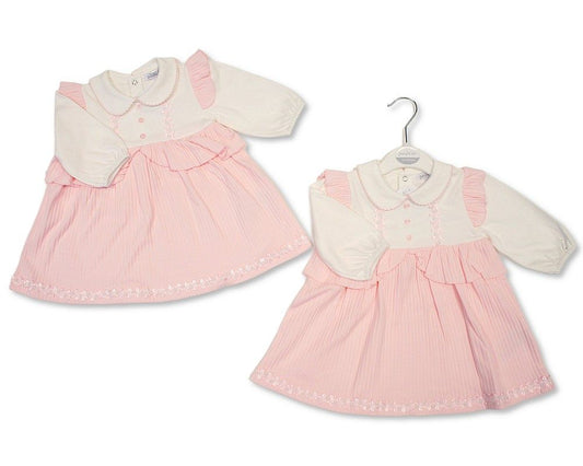 Baby Girls Dress with Lace Applique (NB-6m) (PK6) - BIS-2020-2717