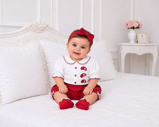 Baby Girls 2 pcs Shorts Set - Mushrooms (NB-6m) (PK6) - BIS-2020-2719