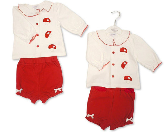 Baby Girls 2 pcs Shorts Set - Mushrooms (NB-6m) (PK6) - BIS-2020-2719