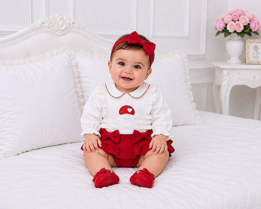 Baby Girls 2 pcs Top and Shorts Set - Mushroom (NB-6m) (PK6) - BIS-2020-2721
