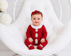 Baby Girls Long Romper with Lace and Bow (NB-6m) (PK6) - BIS-2020-2722