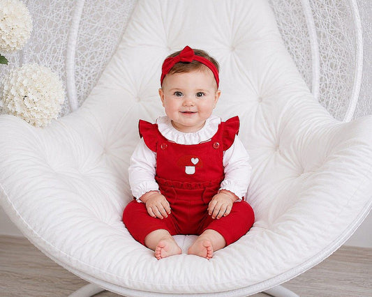 Baby Girls 2 pcs Long Dungaree Set - Mushroom (NB-6m) (PK6) - BIS-2020-2723