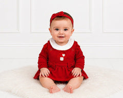 Baby Girls Long Sleeved Dress Romper with Bows - Mushroom (NB-6m) (PK6) - BIS-2020-2724