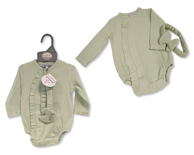 Baby Girls Long-Sleeved Bodyvest with Headband (0-12 Months) (PK6)  Bis-2120-6176