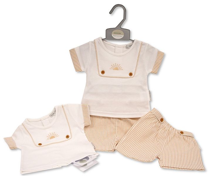 Baby Boys Striped 2 pcs Shorts Set - Sunrise (0-6 Months) (PK6) Bis-2120-6193