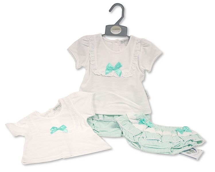Baby Girls 2 pcs Set with Lace and Bow (NB-6 Months) (PK6) Bis-2120-6208
