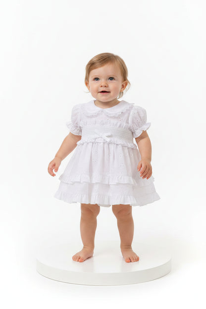 Tiered Baby Dress with Smocking and Bow (NB-6m) (PK6) BIS-2120-6266