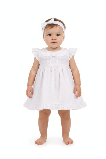 Baby Dress with Embroidery and Lace (NB-6m) (PK6) BIS-2120-6267