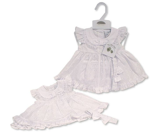 Baby Dress with Embroidery and Lace (NB-6m) (PK6) BIS-2120-6267