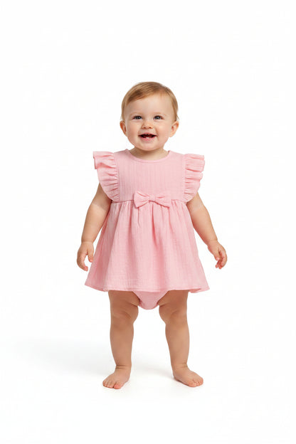 Baby Girls Dress with Bow (NB-6m) (PK6) BIS-2120-6301