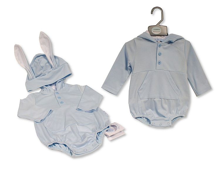 Baby All-In-One with Bunny Ears - Short - Sky (NB-9m) (PK6) BIS-2120-6336s