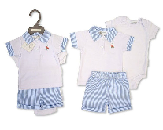 Baby Boys 3 pcs Shorts Set - Tractor (NB-9m) (PK4)BIS-2120-6340