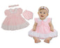 Baby Dress Pink with Ruffles and Lace Collar (NB-6m) (PK6) - BIS-2120-6356