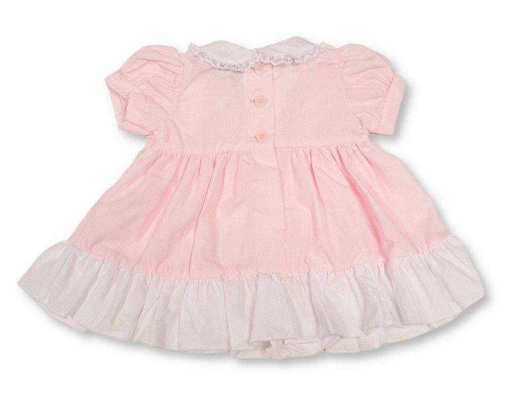 Baby Dress Pink with Ruffles and Lace Collar (NB-6m) (PK6) - BIS-2120-6356