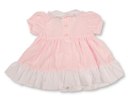 Baby Dress Pink with Ruffles and Lace Collar (NB-6m) (PK6) - BIS-2120-6356