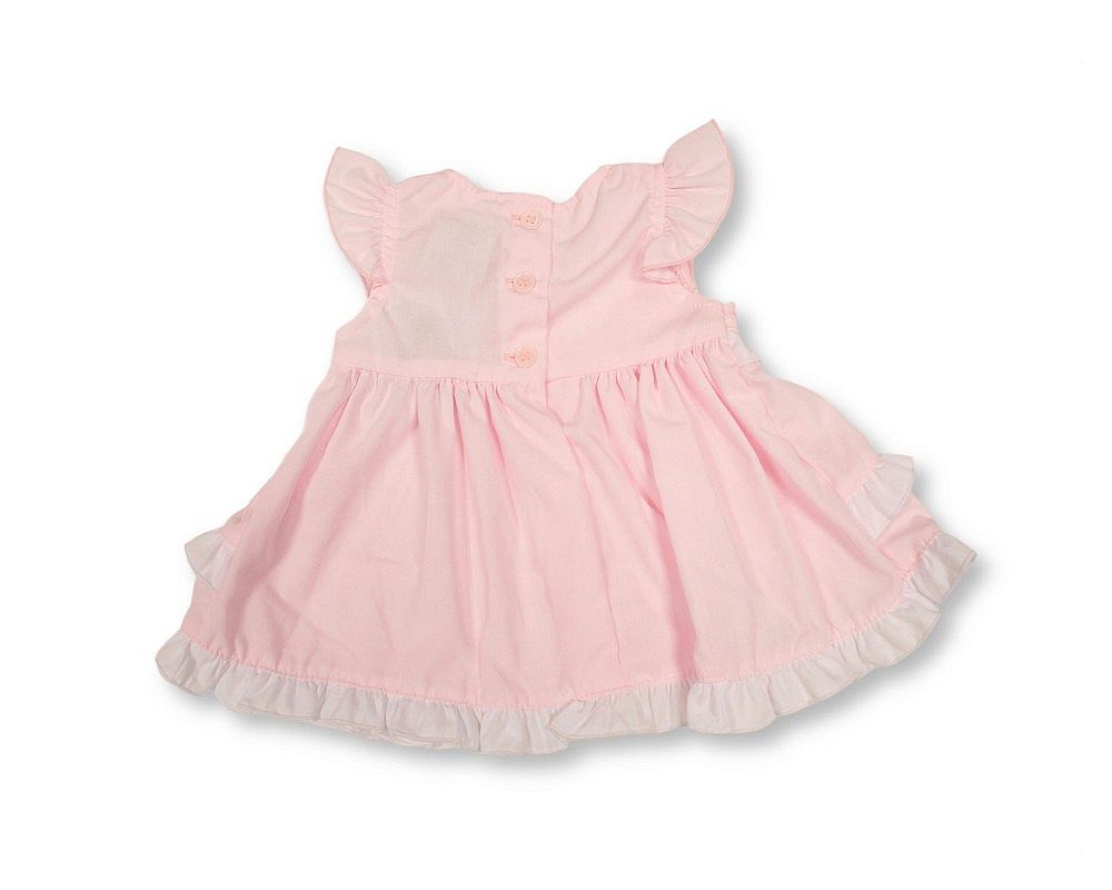 Tiered Baby Dress Pink with Smocking and Bows (NB-6m) (PK6) - BIS-2120-6357