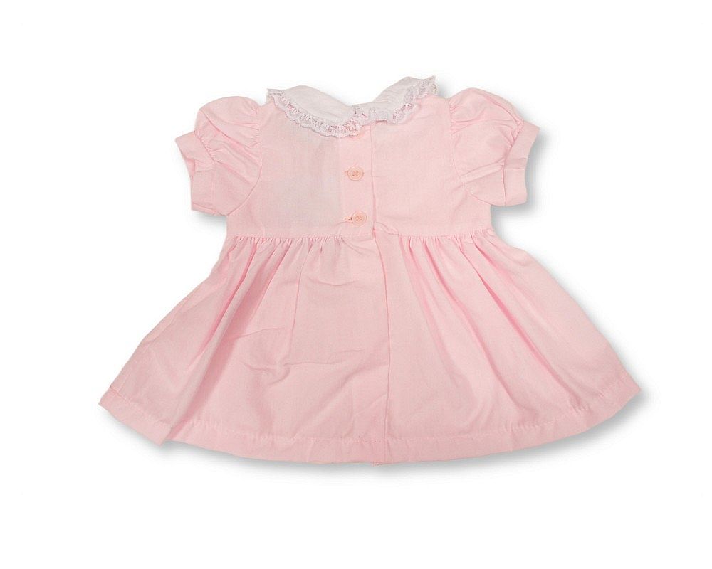 Baby Dress Pink with Ruffles and Lace Collar (NB-6m) (PK6) - BIS-2120-6358