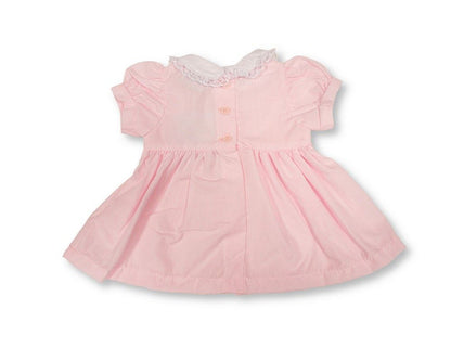 Baby Dress Pink with Ruffles and Lace Collar (NB-6m) (PK6) - BIS-2120-6358
