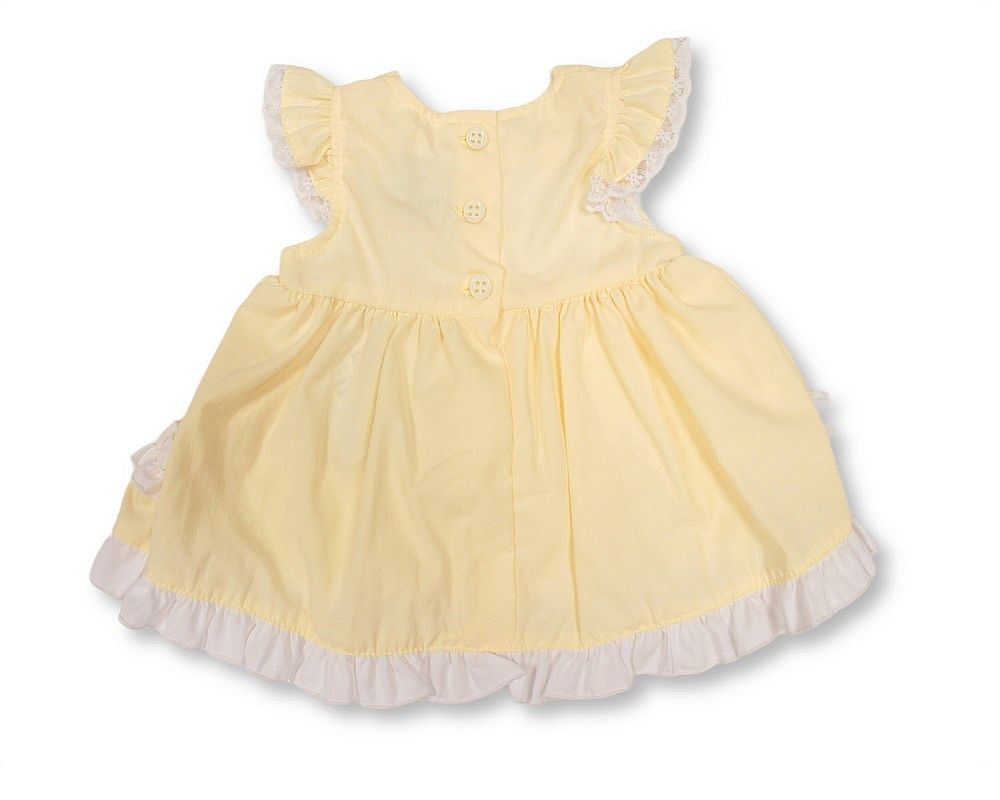 Tiered Baby Dress Lemon with Smocking and Bows (NB-6m) (PK6) - BIS-2120-6363