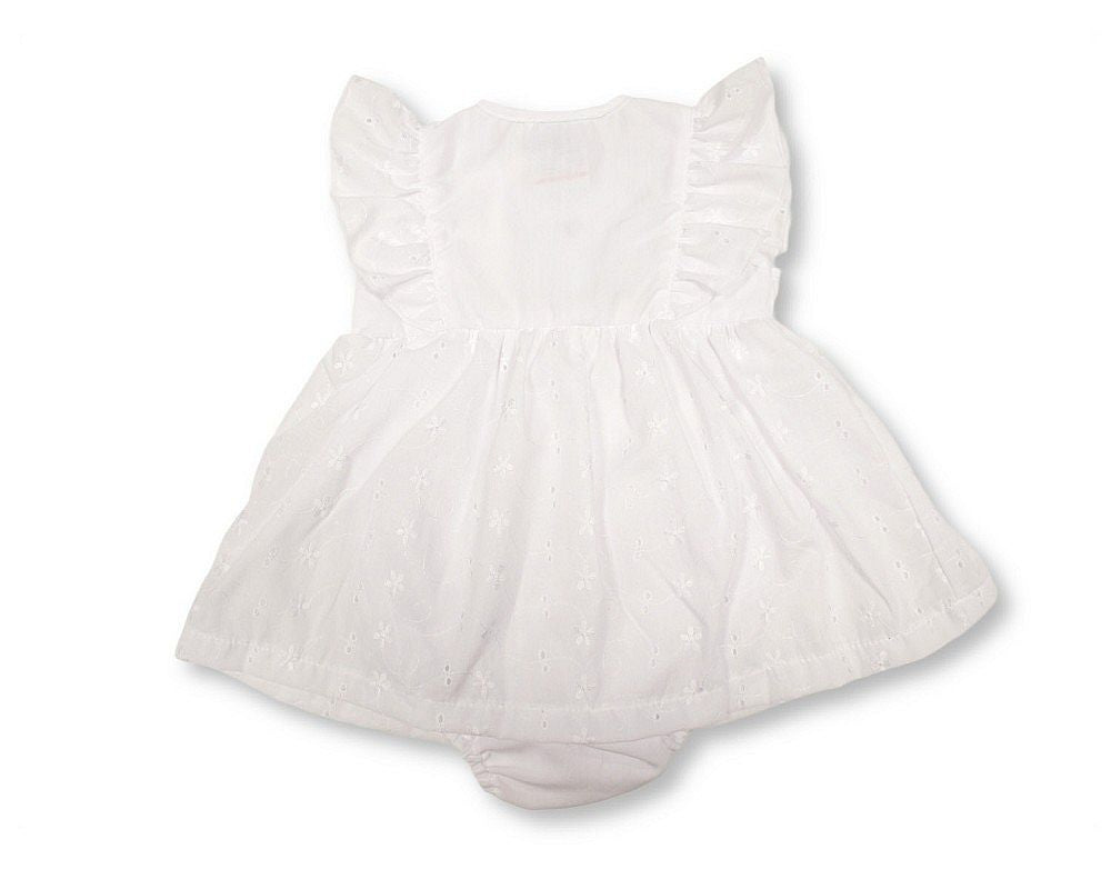 Baby Dress White with Flowers Embroidery (NB-6m) (PK6) - BIS-2120-6366
