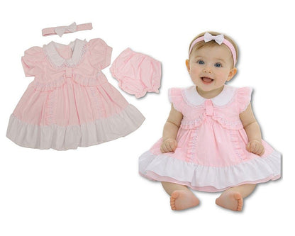 Baby Dress Pink with Ruffles and Lace Collar (6-24m) (PK6) - BIS-2120-6367