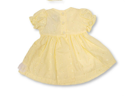 Tiered Baby Dress Lemon with Smocking and Bows (6-24m) (PK6) - BIS-2120-6373