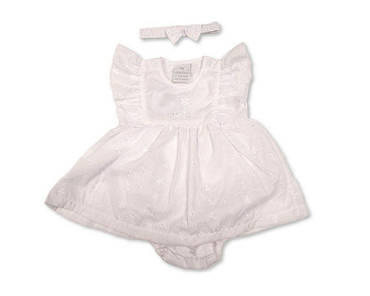 Baby Dress White with Flowers Embroidery (6-24m) (PK6) - BIS-2120-6377