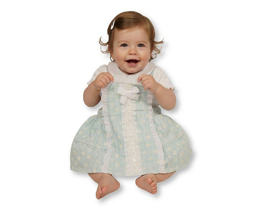 Baby Girls Woven Spanish Style Dungaree Set (NB-9m) (PK6) - BIS-2120-6383