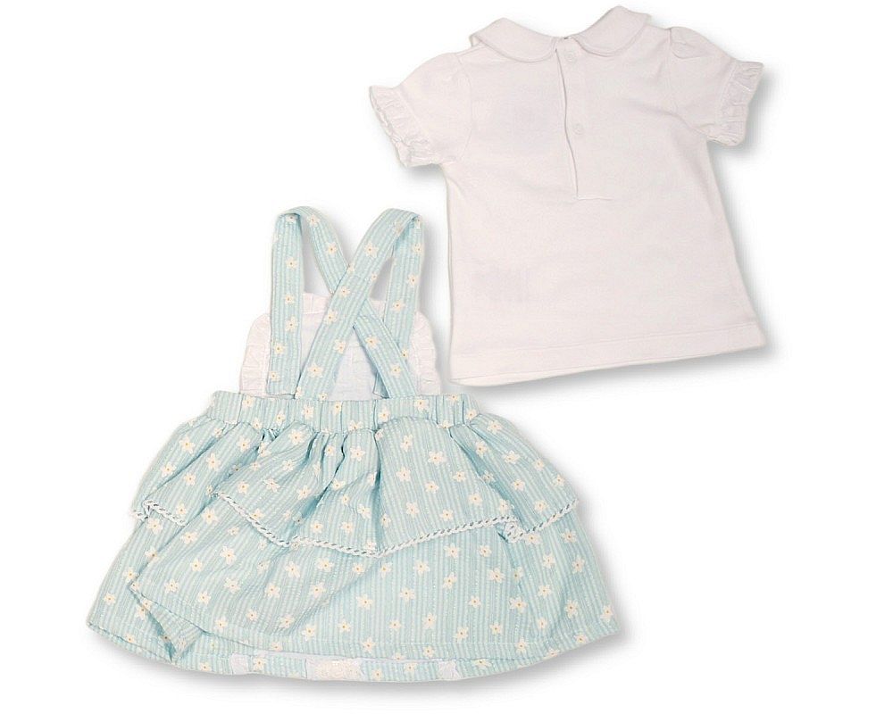 Baby Girls Woven Spanish Style Dungaree Set (NB-9m) (PK6) - BIS-2120-6383