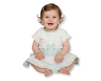 Baby Girls Woven Tiered Dress with Bow and Pants (NB-9m) (PK6) - BIS-2120-6384