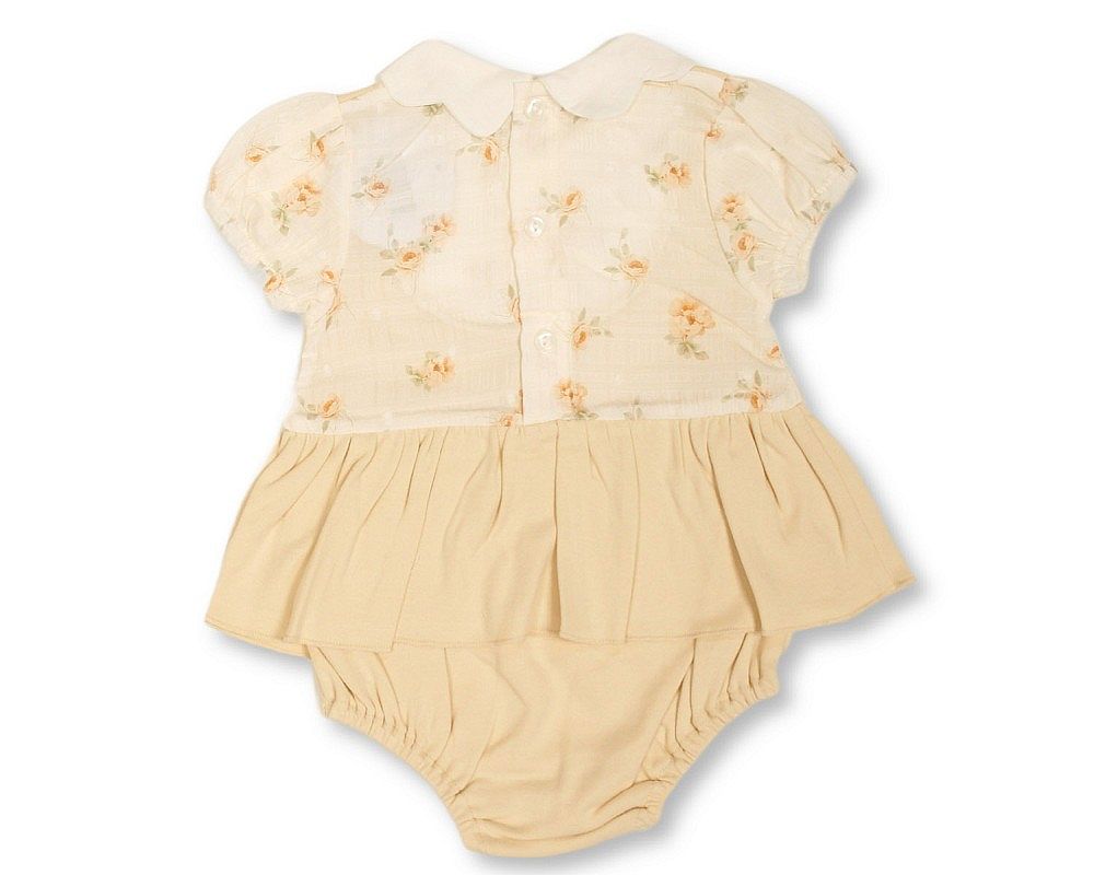 Baby Girls Dress Romper with Chiffon Pleat and Flower Print (NB-9m) (PK6) - BIS-2120-6385