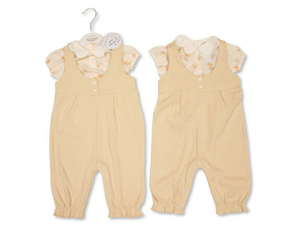 Baby Girls 2 pcs Long Romper Set with Flower Print (NB-9m) (PK6) - BIS-2120-6388