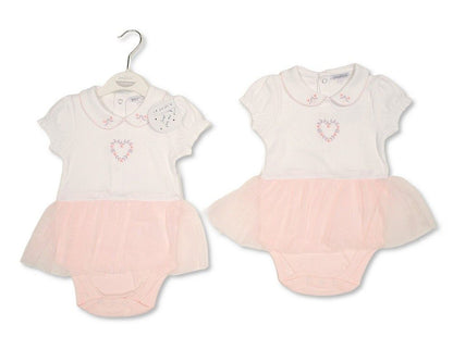 Baby Girls Dress Romper with Floral Embroidery and Lace (NB-9m) (PK6) - BIS-2120-6391