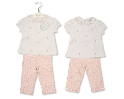 Baby Girls 2 pcs Leggings Set with Floral Print and Embroidery (NB-9m) (PK6) - BIS-2120-6393