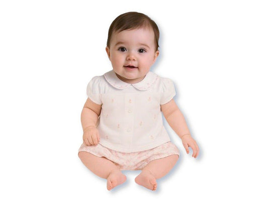 Baby Girls 2 pcs Shorts Set with Floral Print and Embroidery (NB-9m) (PK6) - BIS-2120-6394