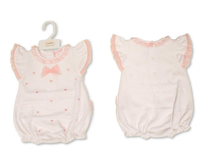 Baby Girls Short Romper with Bow - Hearts (NB-6m) (PK6) - BIS-2120-6396