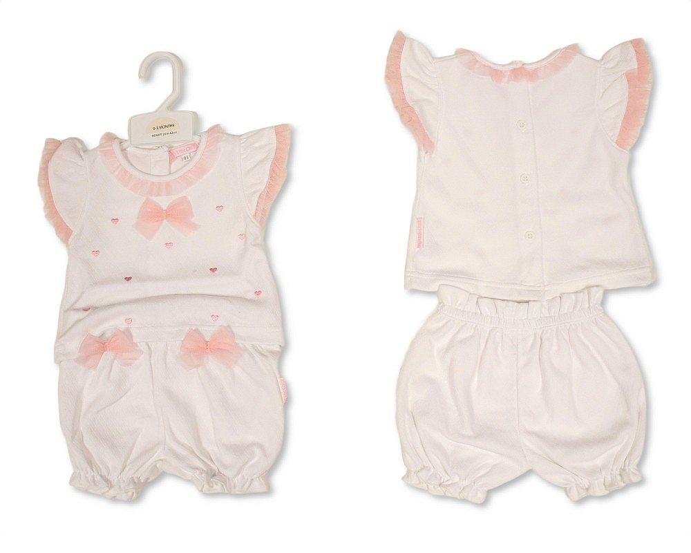 Baby Girls 2 pcs Short Set with Bows - Hearts (NB-9m) (PK6) - BIS-2120-6397