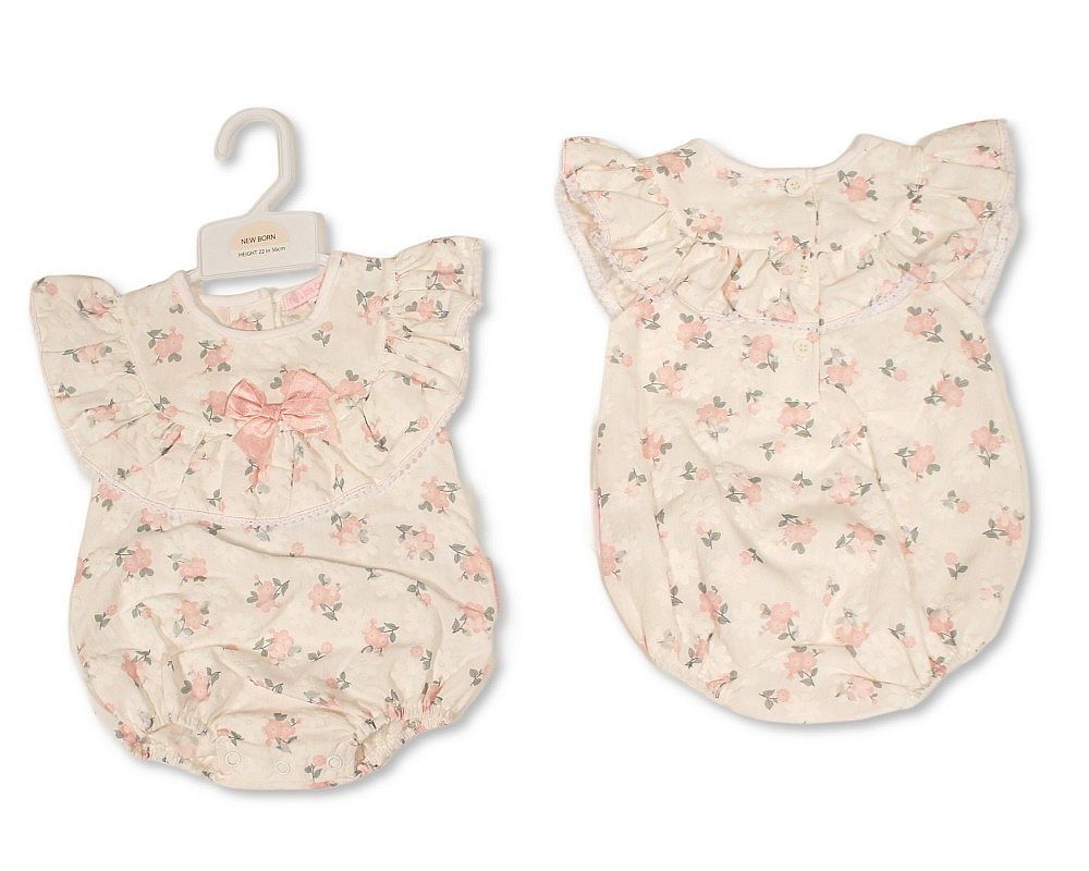Baby Girls Short Romper with Floral Print and Bow (NB-6m) (PK6) - BIS-2120-6400