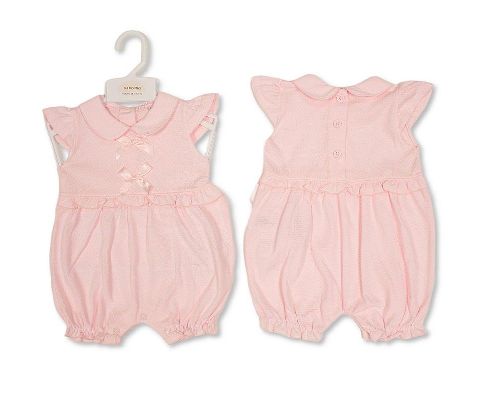 Baby Girls Short Romper with Bows (NB-6m) (PK6) - BIS-2120-6406