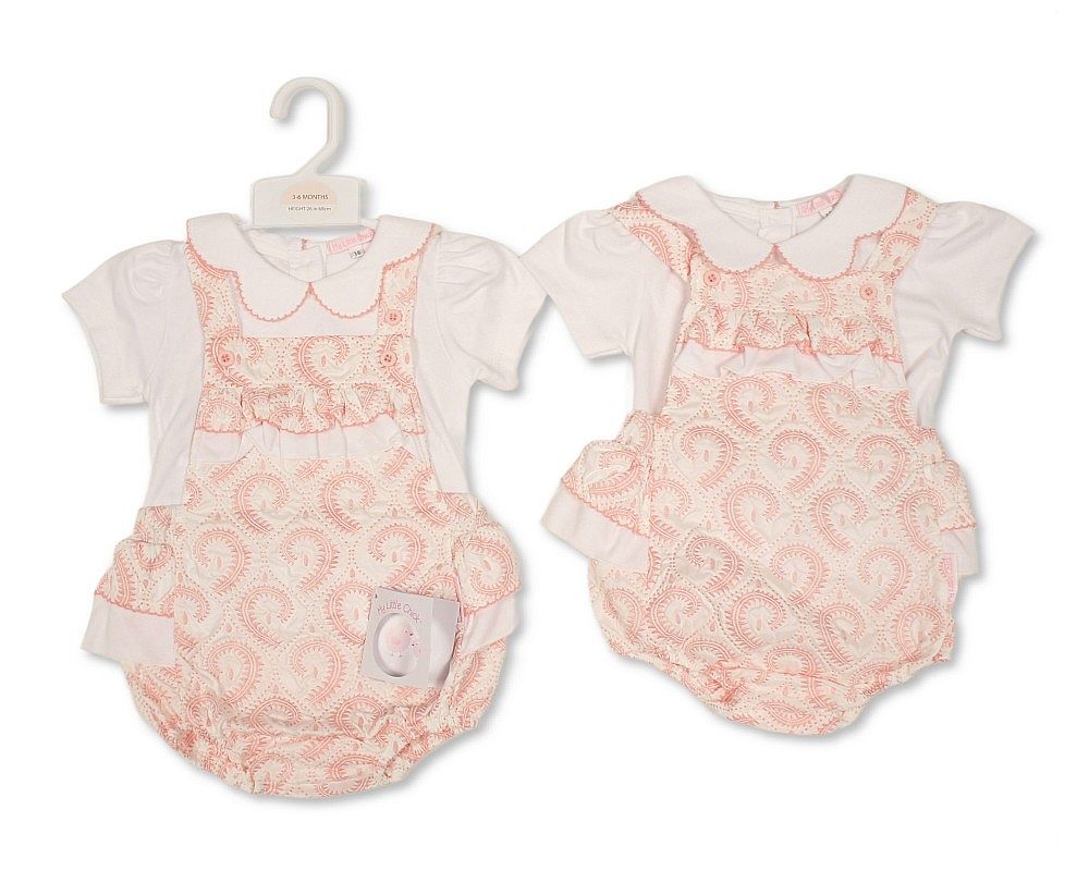 Baby Girls Jacquard 2 Pieces Romper Set with Bows (NB-6m) (PK6) - BIS-2120-6410