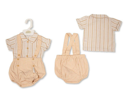 Baby Boys 2 pcs Romper Set with Suspenders (NB-9m) (PK6) BIS-2120-6424