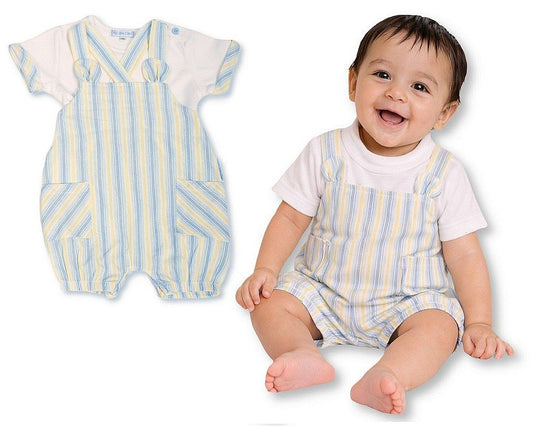 Baby Boys 2 pcs Striped Dungaree Set with Pockets (NB-9m) (PK6) BIS-2120-6431