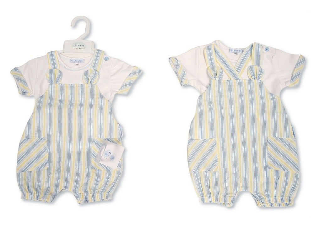 Baby Boys 2 pcs Striped Dungaree Set with Pockets (NB-9m) (PK6) BIS-2120-6431